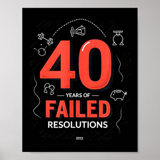 Poster Birthday Gift_ 40 Years Of Failed Resolutions Humo (Devant)