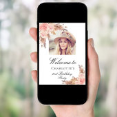 Poster Birthday pampas grass blush rose gold arch photo