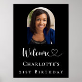Poster Birthday party black arch photo welcome (Devant)