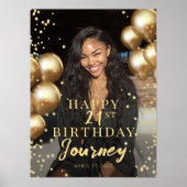 Poster Birthday party photo gold balloons welcome (Devant)