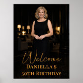 Poster Birthday party photo gold elegant welcome (Devant)