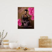 Poster Birthday party photo hot pink welcome (Cuisine)