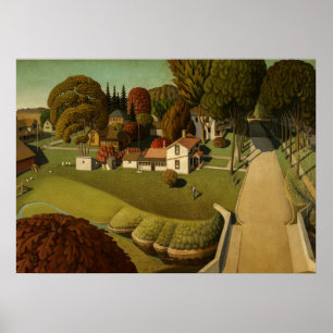 Poster Birthplace Of Herbert Hoover by Grant Wood