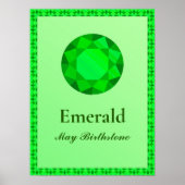Poster Birthstone Illustration for May - Emerald (Devant)