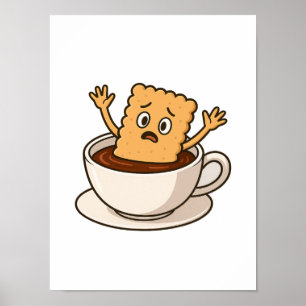 Poster Biscuit en difficulté dans une coupe de café