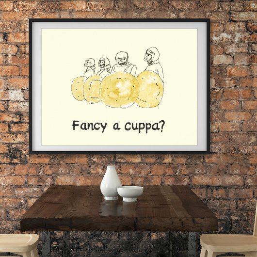 Poster Biscuit Police Dessiner drôle Fancy a Cuppa Slogan