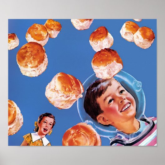 Poster Biscuits de garçon de l'astronaute rétro (Devant)