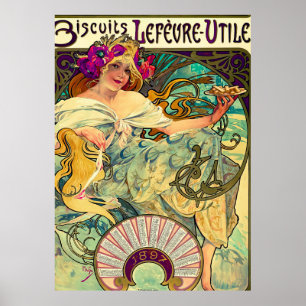 Poster Biscuits Lefevre-Utile par Alphonse Mucha (1896)