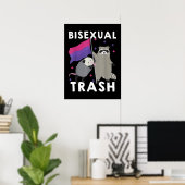 Poster Bisexual Trash Gay pride Rainbow LGBT Raccoon (Bureau à domicile)