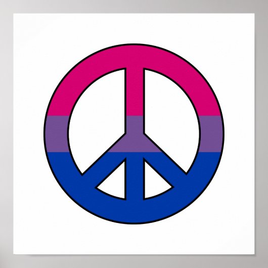 Poster Bisexualité drapeau signe de paix (Devant)