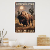 Poster Bison américain dans le désert (Cuisine)