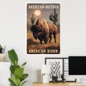 Poster Bison américain dans le désert (Bureau à domicile)