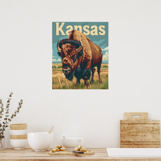 Poster Bison américain du Kansas (Cuisine)