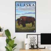 Poster Bison - Bassin de la rivière du cuivre, Alaska (Bureau à domicile)