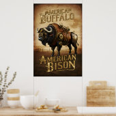 Poster Bison de Steampunk dans la prairie (Cuisine)