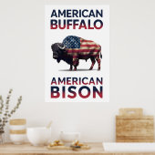 Poster Bison enveloppé dans les étoiles et les rayures (Cuisine)