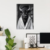 Poster Bison in Bathrobe Art Print, Funny Bathroom (Bureau à domicile)