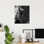 Poster Bison Moody Noir Blanc  (Bureau à domicile)