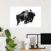 Poster Bison noir et blanc Buffalo American Arwork (Bureau à domicile)