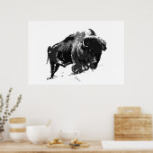 Poster Bison noir et blanc Buffalo American Arwork (Cuisine)