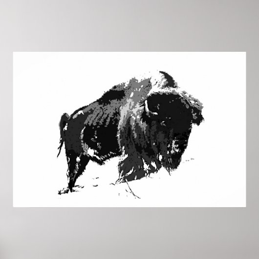 Poster Bison noir et blanc Buffalo American Arwork (Devant)