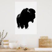 Poster Bison noir et blanc Silhouette Pop Art (Cuisine)