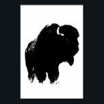 Poster Bison noir et blanc Silhouette Pop Art<br><div class="desc">Images historiques de l'Ouest américain - Photographie de Buffalo</div>