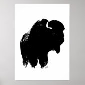 Poster Bison noir et blanc Silhouette Pop Art (Devant)