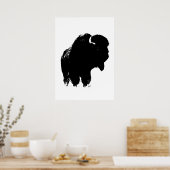 Poster Bison noir et blanc Silhouette Pop Art (Cuisine)