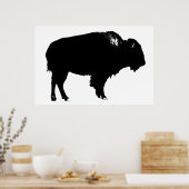 Poster Bison noir et blanc Silhouette Pop Art (Cuisine)