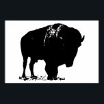 Poster Bison noir et blanc Silhouette Pop Art<br><div class="desc">Images historiques de l'Ouest américain - Photographie de Buffalo</div>
