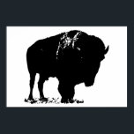 Poster Bison noir et blanc Silhouette Pop Art<br><div class="desc">Images historiques de l'Ouest américain - Photographie de Buffalo</div>