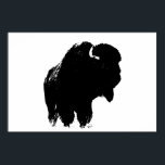 Poster Bison noir et blanc Silhouette Pop Art<br><div class="desc">Images historiques de l'Ouest américain - Photographie de Buffalo</div>