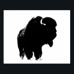Poster Bison noir et blanc Silhouette Pop Art<br><div class="desc">Images historiques de l'Ouest américain - Photographie de Buffalo</div>