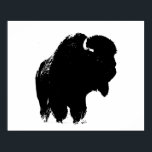 Poster Bison noir et blanc Silhouette Pop Art<br><div class="desc">Images historiques de l'Ouest américain - Photographie de Buffalo</div>