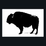 Poster Bison noir et blanc Silhouette Pop Art<br><div class="desc">Images historiques de l'Ouest américain - Photographie de Buffalo</div>