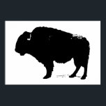 Poster Bison noir et blanc Silhouette Pop Art<br><div class="desc">Images historiques de l'Ouest américain - Photographie de Buffalo</div>