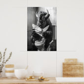 Poster Bison on Toilet Print, Funny Bathroom Newspaper (Cuisine)