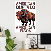 Poster Bison Orné De Plumes (Bureau à domicile)