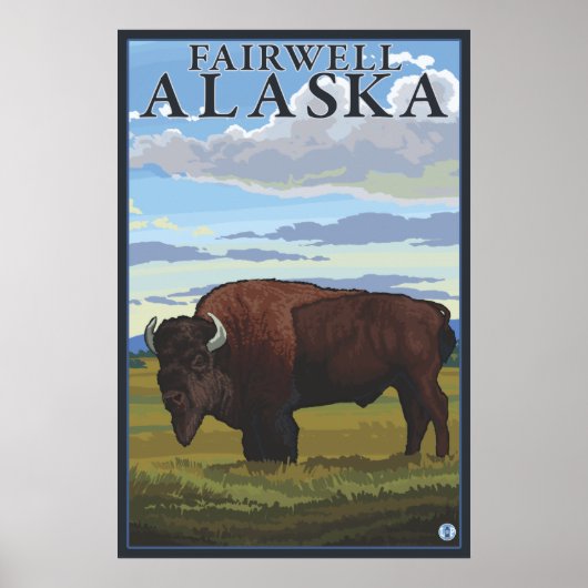 Poster Bison Scene - Fairwell, Alaska (Devant)