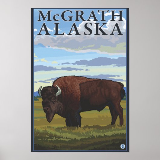 Poster Bison Scene - McGrath, Alaska (Devant)