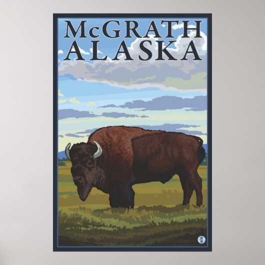 Poster Bison Scene - McGrath, Alaska (Devant)
