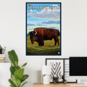 Poster Bison Scene - West Yellowstone, Montana (Bureau à domicile)