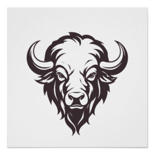 Poster Bison Vector Art Animal Moderne Ville Urbaine Grap