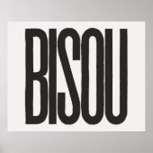 Poster "Bisou" Baiser en français Typographie noire Impri (Devant)