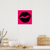 Poster Bisou rose et noir (Cuisine)