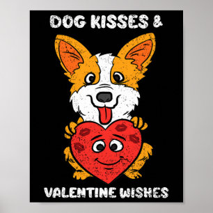 Poster Bisous de chien et vœux de la Saint-Valentin Corgi