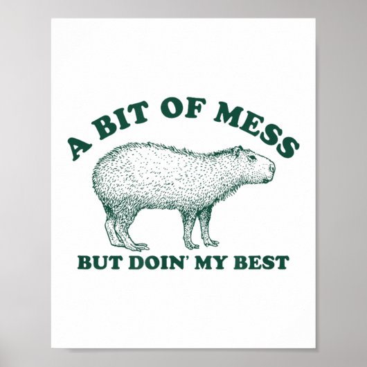 Poster Bit Drôle D'Un Mess Capybara Graphique De Mème Pou (Devant)