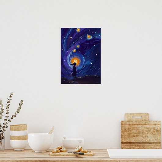 POSTER BITCOIN GIRL-CRYPTO SPACE (Cuisine)