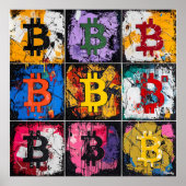 Poster Bitcoin Graffiti Art Collection avec des couleurs  (Devant)